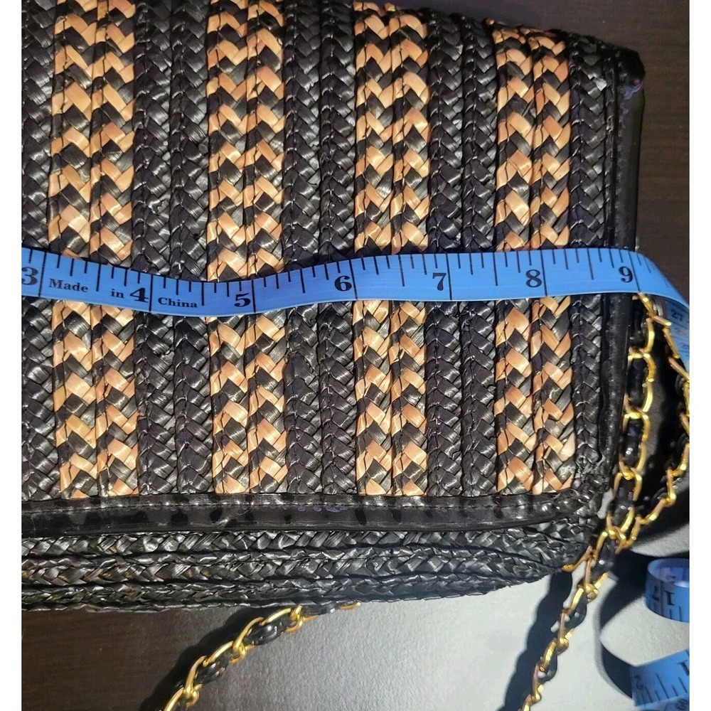 Deena &‎ Ozzy Wheat Straw Paille De Ble Shoulder Bag Golden Chain Woven - Picture 9 of 16